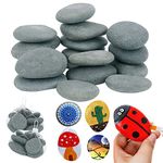 Lulonpon 30 Pieces Large Painting Rocks, 2-3 Inches Flat Rocks for Painting,Smooth Rocks Bulk,Flat Rocks,Natural Smooth Surface Arts and Crafting Painting Supplies