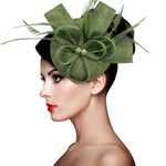 Silom Fascinators Wedding Hat for Women Girls,Cocktail Tea Party Headwear Flower Mesh Feather Fascinator Girls Flower Hair Clip Hat Bridal Wedding Church Hats (Light Green)