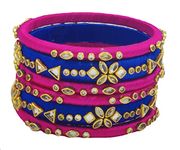 Yaalz Designer Silk Thread Matching Bangle Set Bridal Wedding Chuda Indian Traditional Fashion Jewellery for Women Girls- Size-1.12