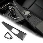 AIRSPEED Carbon Fiber Gear Shift Knob Cover Multimedia Button Panel Trim Sticker Kit for BMW F30 F31 F32 F34 F36(Not fit for F33)