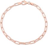 Abbie+Cleo Italian 925 Sterling Silver Paperclip Link Bracelet - for Men & Women - 3.5mm, 5mm, 6mm - Available in Sterling Silver, Yellow Gold Plated Sterling Silver or Rose Gold Plated Sterling Silver - 9 inch or 7.5 inch Lengths