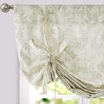 jinchan Linen Tie Up Valance Curtain 54 Inches Floral Printed Valance for Windows Adjustable Window Treatments Tie-up Shade Valance for Kitchen Living Room Farmhouse Rod Pocket 1 Panel Sage on Beige