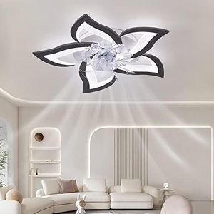 OLUZO 69CM Low Profile Ceiling Fans with Lights and Remote/APP Control,3 Light Color Changes，6 Wind Speed Modes,Flush Mount Ceiling Fan Light,Modern Ceiling Light with Fan for Bedroom/Study/Office