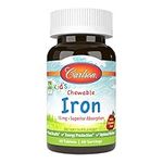 Carlson Kid's - Chewable Iron Tabs, 15 mg of Iron per Tablet, Energy Production, Iron Chew Tabs, Optimal Wellness, Blood Health, Strawberry flavor, 60 Tablets