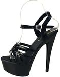 denova's Women's Patent 6in Very High Heel Platform Pole Dance Stiletto Sandal, Black, 9