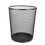 ASelected Large Metal Mesh Bedroom Trash Can, 16 Litre Mesh Wastepaper Basket, Trash Can, Bedroom Bathroom Office Home Kitchen Supplies, 35X29.5Cm Black Round Large