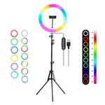 DIGITEK (DRL-14C RGB) Multi-Color LED Ring Light with 5ft Stand and Smartphone Mount, USB Support - Professional Lighting Solution for Photography, Video, YouTube and Content Creation