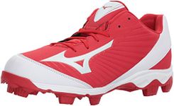 Mizuno Men's 9-Spike Advanced Franchise 9 Molded Baseball Cleat-Low Shoe, Red/White, 6.5 UK