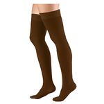 Truform 20-30 mmHg Compression Stockings for Men and Women, Thigh High Length, Dot Top, Closed Toe, Brown, Medium