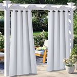 NICETOWN Waterproof Outdoor Curtains 2 Panels for Patio – Patio Outdoor Curtains Light Filtering, Privacy Assured for Porch, Pergola(52 x 96 inch, 2 PCs, Greyish White)