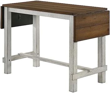 247SHOPATHOME Daire Farmhouse Drop-Leaf Rectangle Wood 71 in. Counter Height Table for Dining Room, Kitchen, Restaurant, Oak Brown and White