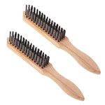 FUGACI Set of 2 Wire Brush Wooden Handle Wirebrush, Heavy Duty Brushes For Cleaning Scratch, Rust Removal & Tool Automotive, Paint, Welding Slag Household Clean Metal Brush.