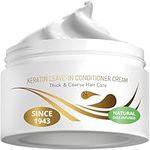 Vitamins Keratin Leave In Conditioner Moisturiser - Coarse Thick Hair Care Moisturising Hydrating Anti Frizz Detangler Cream for Dry Damaged Curly Hair