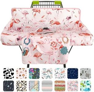 Polovillae Pink Shopping Cart Cover for Baby 2-in-1 High Chair Cover with Safety Harness Multifunctional Flamingo Pattern Cart Covers for Babies Soft Padded Grocery Cart Cover for Baby Boy Girl