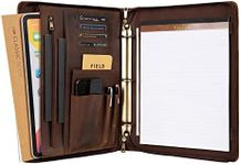 Leather Portfolio Binder, Vintage Leather Binder Portfolio, 3 Ring Binder Padfolio Organizer, Personalized Portfolio for Men, iPad Laptop Padfolio with Zipper (Dark Khaki, Non-Custom)