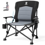 EVER ADVANCED Oversized Folding Camping Chair for Adults with Adjustable Lumbar Support, Heavy Duty Chair with Side Pockets, Portable Collapsible Quad Chairs for Outside, Support Up to 230KG,Black