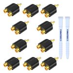 YIMATEECO RCA Splitter Adapter 10pcs RCA Y Splitter Male to Female AV Splitter Phono Connector AV Video RCA to Jack Socket for Car Subwoofer, Radio, Amplifier, TV Audio (RCA Y Adapter, 10Pcs)