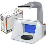 MEEDEN Airbrush Paint Spray Booth: Portable Air Brush Booth Kit with 3 LED Lights, Turn Table and Filter Hose for Painting Model Craft Nail Hobby