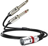 GearIT XLR Male to Dual 1/4 inch Cable (3.3ft) Y-Cable Splitter Adapter Cord TS Mono Stereo, Compatible with Guitar, Bass, Instruments, Mixer, Amps, Speakers, Audio Recording, PC, 3.3 Feet