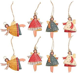 8 Pcs Adornos De Navidad, Ángel De Navidad Colgante De Metal Árbol De Navidad Adornos Navidad Ventana Colgante Decoración De Juguete, para Decoración Navideña Decoración del Hogar Fiesta
