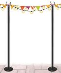 Derkniel 10ft Outdoor String Light Pole Stand for Hard Floor, Adjustable Globe Patio Light Pole for Hanging Outdoor Decorative Lighting, 2 Pack Black