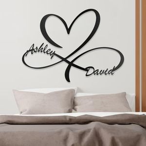 Custom Infinity Sign Anniversary Gifts for Couples Metal Wall Art Personalized Valentines Day Decorations Wedding Gifts Custom Metal Signs First Names S Bridal Shower Gifts Bedroom Decor for Couples