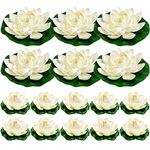 WhistenFla 16Pcs Artificial Floating Pool Flowers, 7in & 4in Fake Water Lily Pads Flowers, Lotus Flower Floating Pool Decorations