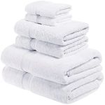 Superior 900 GSM Luxury Bathroom 6-Piece Towel Set, Made of 100% Premium Long-Staple Combed Cotton, 2 Hotel & Spa Quality Washcloths, 2 Hand Towels, and 2 Bath Towels - White