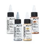 Golden High Flow Acrylic Paint Set - 4 Iridescent Metallic Colors, Copper, Gold, Silver, Pearl - 1 Ounce Bottles - Metallic Acrylic Paint for Mixed Media, Calligraphy, Airbrush, and Brushes