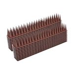 12 Pack Bird Spikes, 13 Ft Pigeon Outdoor Deterrent Spikes, Bird Deterrent Spikes for Small Birds Pigeon Squirrel Raccoon Cats Bird, Outdoor Wall Cat Spikes Pigeon Spikes for Roof Railing Brown