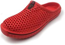 Amoji Garden Clogs Shoes Garden Shoes Shower Slippers Sandals Yard Gardening Beach Water Plastic Rubber Comfortable House Indoor Summer Adult Female Male AM1702 Red Size 14 Women/13 Men