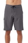 O'NEILL Men's 21 Inch Hyperfreak Divergent Boardshorts - Quick Dry Swim Trunks for Men with Fixed Waist and Quick Dry Fabric, Graphite 2, 36