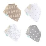 Ziggle - Bandana Dribble Bibs - Cotton Front Baby Bibs Newborn to 24 Months - Newborn Baby Gifts - Baby Bibs for Comfortable Kids - Grey & White