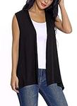 EXCHIC Women's Sleeveless Open Front Cardigan Vest Lightweight Cool Coat, Black, L