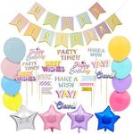 BLUE PANDA - 94 Piece Girls Rainbow Birthday Party Decorations Set with Balloons, Banner, Cake Toppers and Wall Cutouts