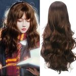 Colorfulpanda Long Brown Wig Natural Curly Wavy Dark Brown Wigs for Women Cosplay Halloween Party Costume Heat Resistant Synthetic Hair Wig