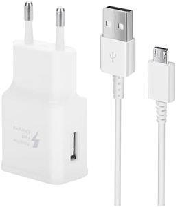 Enchufe Cargador USB, Cargador Rápido con Cable de Carga Micro USB Compatible con Samsung Galaxy S6/S6 Edge/S6 Edge +/S7/S7 Edge/S5/S4/S3/S2/Note 4/5/A03/J7/J5/J3 Cargador Movil (Blanco)