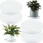 4 Packs Plant Caddy with Hidden Wheels 10 Inch Rolling Plant Stand Heavy Duty Plant Dolly with Casters Indoor and Outdoor Plants Plant Roller Base Large Plant Cart Pot Saucers with Wheels, White