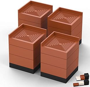 Furniture Risers, Tclouda Bed/Sofa/Desk/Table/Chair Leg/Fridge Lifts to 1.5, 3 and 4 in, Square Adjustable Risers Blocks for Extenders, Heavy Duty Supports Up to 1300 Lbs, 4 in-Brown-Square
