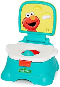 Sesame Street Elmo Hooray! 3-in-1 Potty Chair, Toilet Trainer, and Step Stool, Pretend Flush Handle, Gender Neutral Toddler Potty for Boys & Girls - Blue