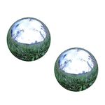 Pack of 2, Stainless Steel Hollow Gazing Ball Mirror Polished Shiny Sphere for Home Garden Ornament (4 Inch)