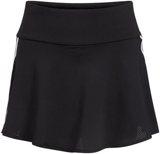 adidas Girls' 3-Stripe Flounce Knit Skorts Tennis Skirt, Black/White, Small