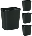 Rubbermaid Commercial Products Small 3.5 Gallon/14 Quart Plastic Trash Can Waste Basket for Bedroom, Bathroom, Office Black 4 Pack (2136355)