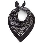 LOVARZI Black Bandana For Men - Black Headband Cotton Bandanas Paisley Scarf - Hair Bandanas For Women - Pirate Bandana Black Scarf - Large bandana head scarf for men - Hair Bandanas for men