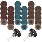 30 Pcs Sanding Discs Quick Change Discs Set, Fine/Medium/Coarse, 2 inch/50mm, with 2 pcs 1/4" Pad Holder Shank, AFUNTA Surface Conditioning Discs for Surface Prep Strip Grind Polish Finish Burr Rust