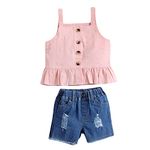 Hopscotch Girls Solid BlouseShorts Set In Pink Color for Ages 9-12 Months