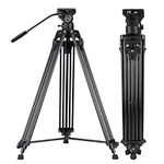 Video Tripod System, Cayer BV30L 72 inch- Professional Heavy Duty Aluminum Twin Tube Tripod, K3 Fluid Head, Mid-Level Spreader, Max Loading 13.2 LB, DSLR Camcorder, Plus 1 Bonus Quick Release Plate