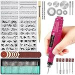 Uolor 108 Pcs Engraving Tool Kit, Multi-Functional Electric Corded Micro Engraver Etching Pen DIY Rotary Tool for Jewelry Glass Wood Metal Ceramic Plastic with Scriber, 82 Accessories and 24 Stencils