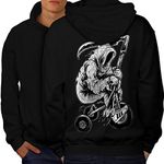 Wellcoda Grim Reaper Ride Horror Mens Hoodie, Design on The Jumpers Back Black M