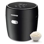 YOKEKON Rice Cooker Small 2L,Low Sugar Mini Rice Maker and Stainless Steel Steamer for 2-4 People, 8-in-1 Smart Control Multifunction, Delay Timer, and Auto Keep Warm, Sushi, Risotto, Cake, Black